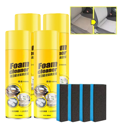 Aerosol Limpiador De Espuma Para Automóviles, 4 Unidades