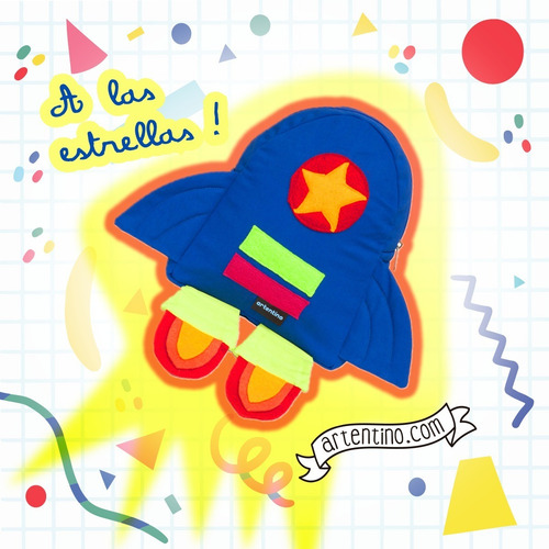 Imagen 2 de 6 de Mochila Infantil Nene Niño Escolar Jardín Cohete Artentino