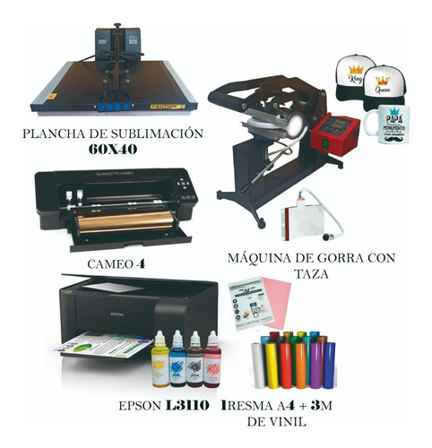 Plancha 60x40, Cameo 4, Maquina Gorras Y Tazas, Impresora...