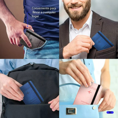 637912584684555112 Porta Pasaporte Documentos Funda Protectora Viaje Con Rfid Color Gris