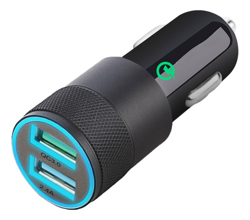 Cargador De Coche De 24 W, Doble Usb, Carga Rápida, Luces Le