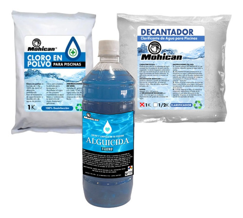 Promo Alguicida 1 Lt + Cloro Granulado 1 Kg+ Decantador 1 Kg