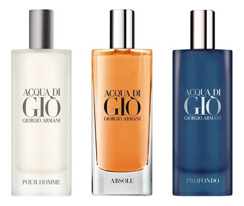 Valentino Set 3x15 Ml Acqua Di Gio + Absolu + Profondo Volumen De La Unidad 15 Ml