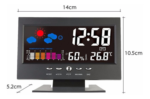 Reloj Termometro Digital Lcd Con Higrometro/alarma Interior