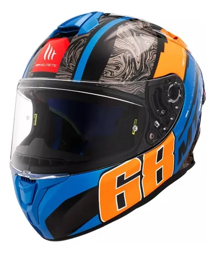 Casco Moto Mt Targo Pro Welcome D4 Naranja 68 Fluor Brillo