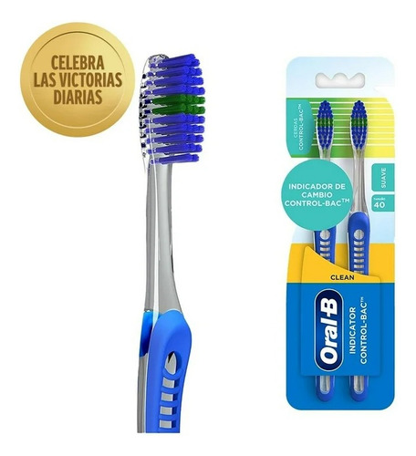 2 Pza Cepillo Dental Oral-b Clean Indicator De Cambio Contro Color Índigo