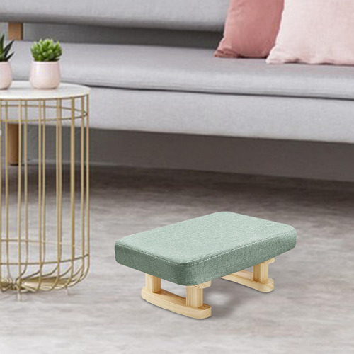 Wv Reposapiés Con Patas De Madera, Taburete Rectangular Con