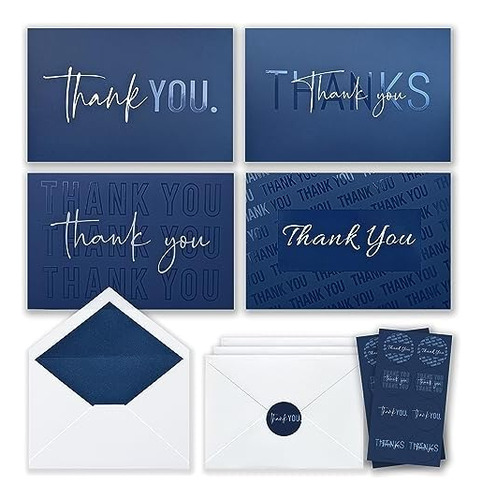 100 Thank You Cards With Envelopes And Stickers - 5 Uni...