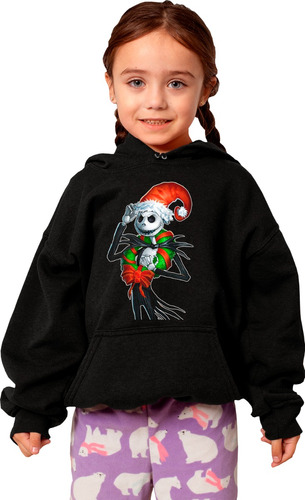 Sudadera Niña O Niño Negra Navideña De Jack Skellington 