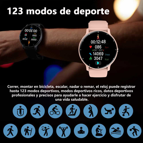 Reloj Inteligente Mujere Hombre Deportivo Llamada Bluetooth