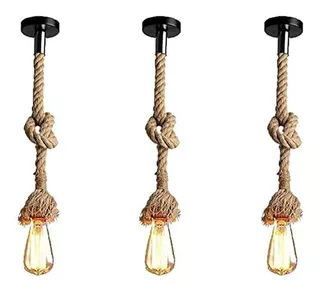 Lámpara Colgante De Cuerda De Cáñamo De 1m, 3 Piezas