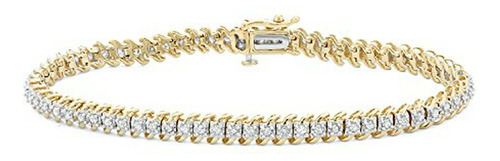 1 Los Diamantes Blancos Cttw Brazalete De Tenis En 10kt Oro.