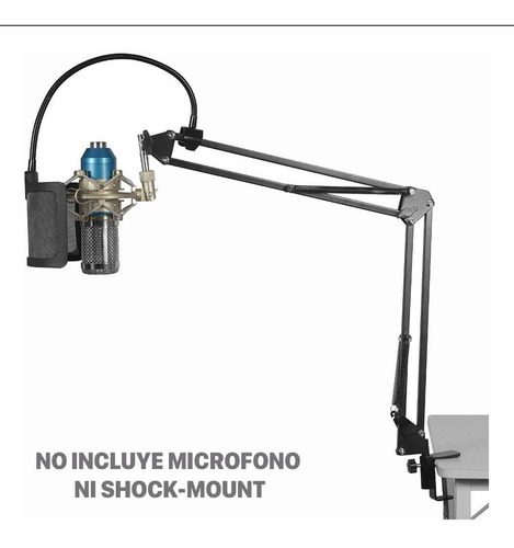 Soporte Para Micrófono Brazo + Filtro Antipop Redondo Elefir