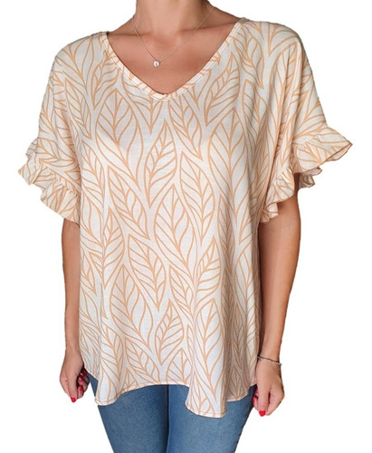 Imagen 4 de 4 de Blusa Camisola Lino Mujer - Talles Grandes Xxxl