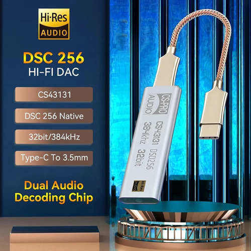Amplificador De Auriculares Dac Cs43131 Dsd256 Usb C A 3,5 M