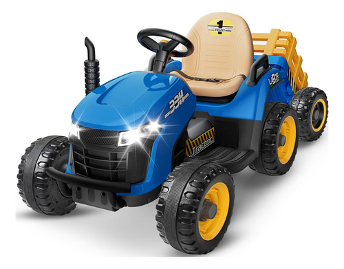 Tractor De Paseo De 24 V Con Remolque Inclinable, Azul