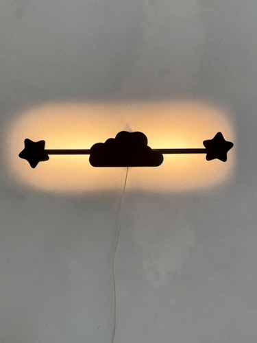 Lámpara Led Aplique Nube Infantil Cuarto Niños Luz Cálida