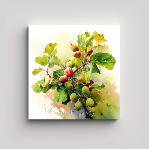80x80cm Cuadro Abstracto Fig Tree Verde Y Rojo Para Decoraci