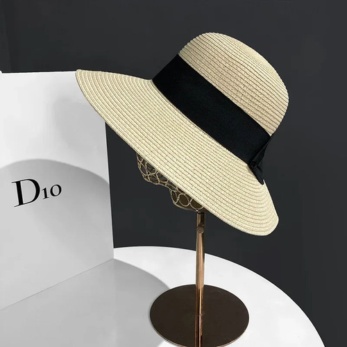 Sombrero De Paja De Playa De Verano Para Mujer Con Ala Ancha