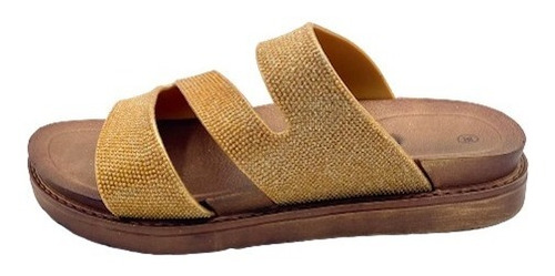 Sandalias Chinelas Mujer Plataformas Livianas Brillo Oro