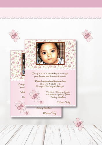 Kit Foto Tarjeta Bautismo Recuerdo Personalizada Imprimible