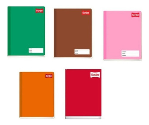 5 Cuaderno Colegial Scribe Cosido 100 Hjs Cuadro Grande 7mm Color Multicolor