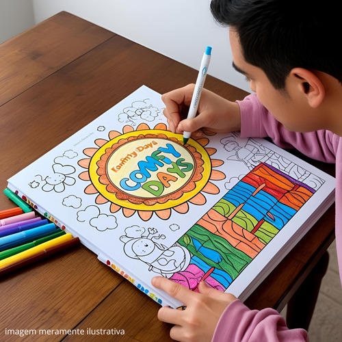 Livro De Colorir Comfy Days Lançamento Oficial 2024 Original Traduzido 24 Desenhos Livrinho Para Pintar Com Lápis De Cor Canetinhas Coloridas 24 80 120 Cor Giz Cera Pintura Anti Stress E Relaxante