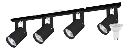 Aplique Techo Riel Barral Spot Movil Gioluce 4 Luces 7w Led Fria Estructura Negro