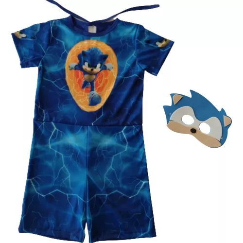 Pijama Infantil Macacão Kigurumi Fantasia Sonic Parmalat Cur