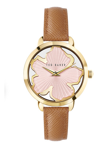 Reloj De Cuero Beige De Ted Baker Con Correa Saffiano Bkplis