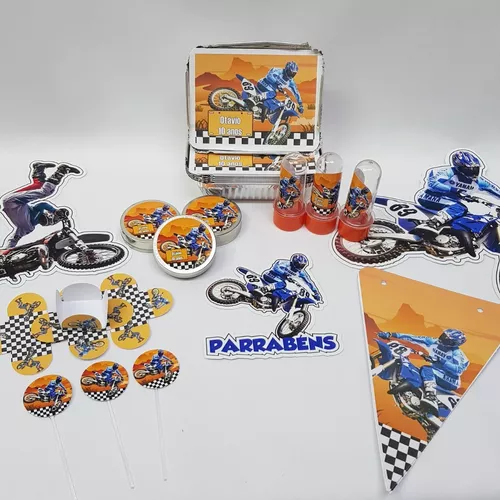 Kit Painel + Displays Festa Infantil Moto Grau Motocross