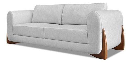 Sofá 3 Lugares Yves Linho Rústico Grigio 180 Cm Cor Cinza