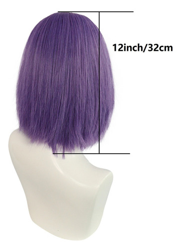 Peluca Corta Y Recta De Pokémon Bob, Color Morado