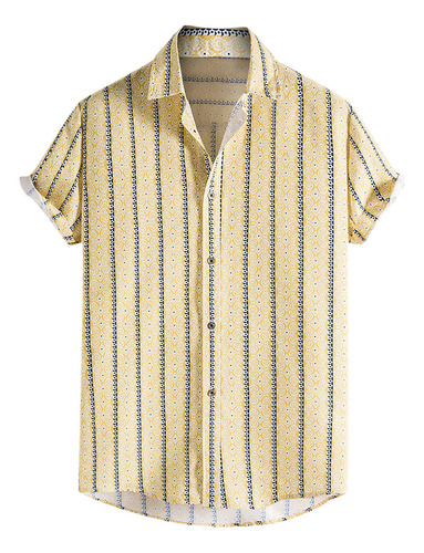 Camisa De Manga Con Botones Para Hombre, Blusa Casual De Pla