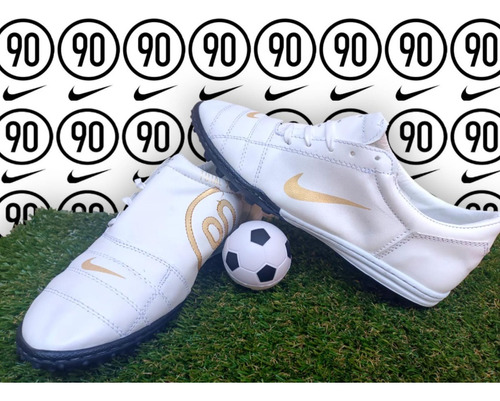 Tenis Turf T90 Blanco Y Oro Piel 