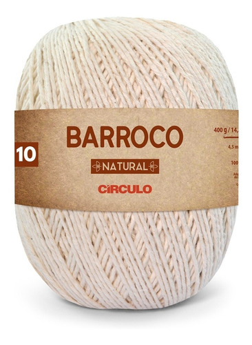Barbante Barroco Natural Cru 400g Círculo - Fio Nº 4 6 8 10 Cor N10