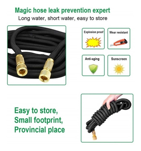 Imagem 2 de 6 de Mangueira Esguicho Expansivel Black 15 M Com Encaixe Dourado