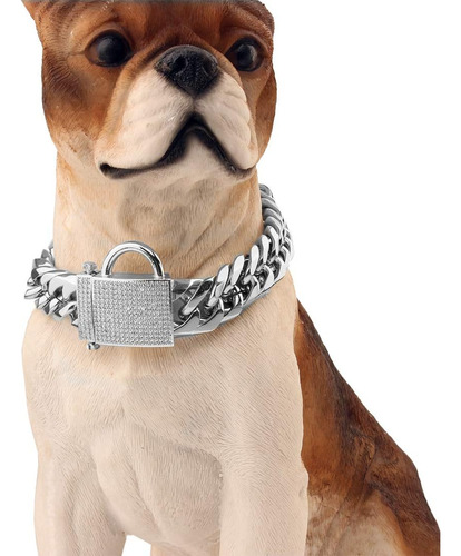 Aiyidi Collar De Perro Con Cadena De Eslabones Cubanos Doble