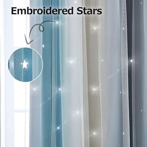 Cortina Double Living Simple Star Curtain Pattern Pattern, 1