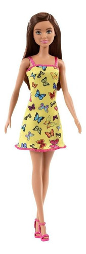 Muñeca Barbie Básica Vestido Mariposa Amarillo 30cm Mattel