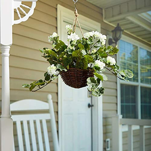 Flores De Imitación De Jardín Puro - Geranio Blanco Que Cuel