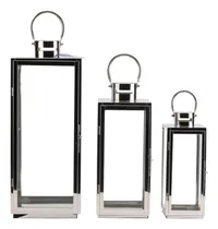 Comprar Set 3 Faroles Plateados Farol Decoracion Jardin Hogar