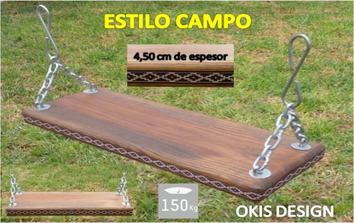 Hamaca De Madera Y Cadena Estilo Campo Premium Doble Espesor