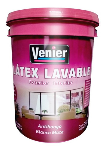 Pintura Latex Exterior Interior Lavable Blanca 25 Kg Venier Color Blanco