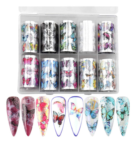Pegatinas Para Decoración De Uñas, 10 Rollos, Láminas Adhesi