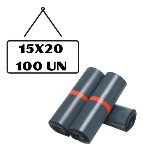Saco Plastico Correios Sedex 15x20 100 Uni Cinza Lacre Cinza-escuro
