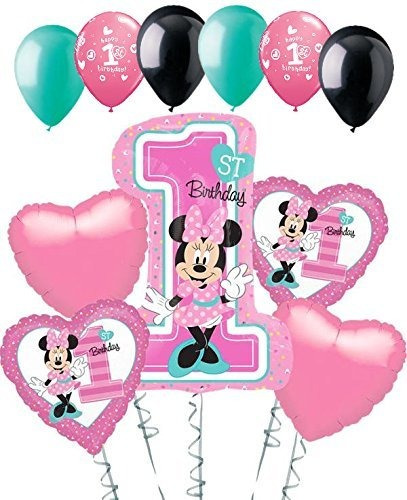 Ramo De Globos De Cumpleaños 1, 11 Piezas De Minnie