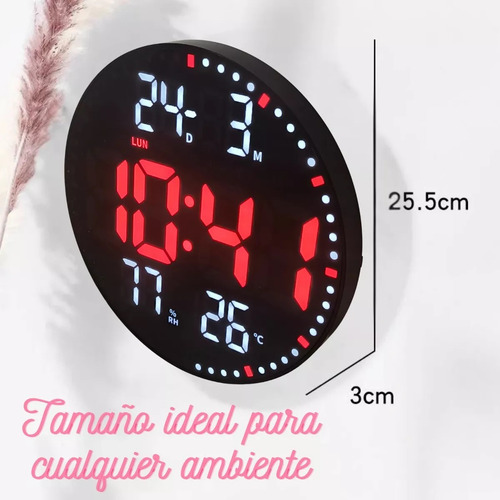 Reloj Pared Digital Led Redondo Moderno Con Control Remoto