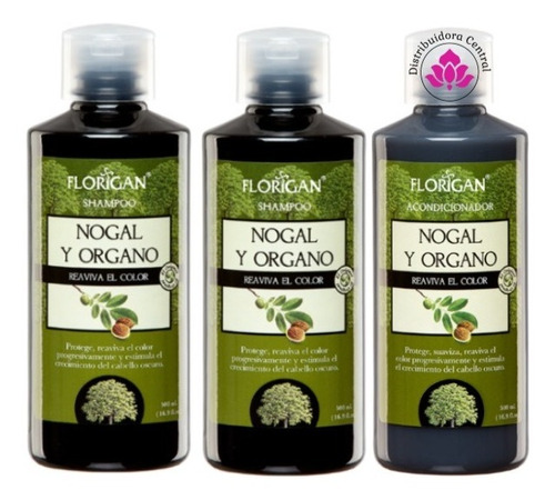 2 Shampoos + 1 Acondicionador Nogal Y Organo 500ml Florigan®