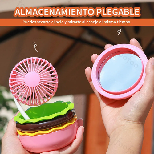 Mini Ventilador Portátil 3 Velocidades Recargable Ajustable Rosa